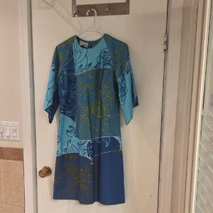 Blue and Green Floral Dress